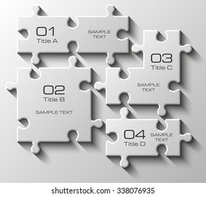 Four piece flat puzzle round infographic presentation. 4 step circle business diagram. Four section compare service banner. Vector illustration template shape . 3d Abstract Background