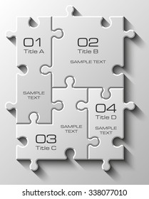 Four piece flat puzzle round infographic presentation. 4 step circle business diagram. Four section compare service banner. Vector illustration template shape . 3d Abstract Background