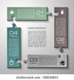 Four piece flat puzzle round infographic presentation. 4 step circle business diagram. Four section compare service banner. Vector illustration template shape . 3d Abstract Background
