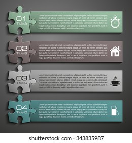 Four piece flat puzzle round infographic presentation. 4 step circle business diagram. Four section compare service banner. Vector illustration template shape . 3d Abstract Background