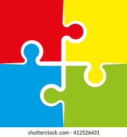 Four piece flat puzzle round infographic presentation. 4 step circle business diagram. Four section compare service banner. Vector illustration template shape . 3d Abstract Background
