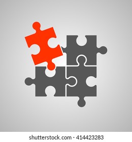 Four piece flat puzzle round infographic presentation. 4 step circle business diagram. Four section compare service banner. Vector illustration template shape . 3d Abstract Background