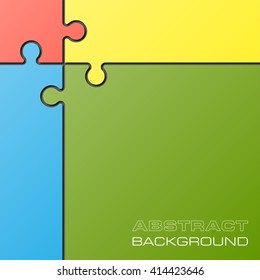 Four piece flat puzzle round infographic presentation. 4 step circle business diagram. Four section compare service banner. Vector illustration template shape . 3d Abstract Background