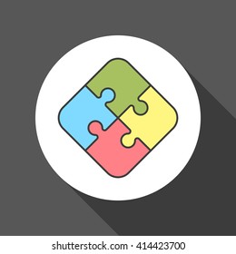 Four piece flat puzzle round infographic presentation. 4 step circle business diagram. Four section compare service banner. Vector illustration template shape . 3d Abstract Background