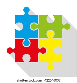 Four piece flat puzzle round infographic presentation. 4 step circle business diagram. Four section compare service banner. Vector illustration template shape . 3d Abstract Background