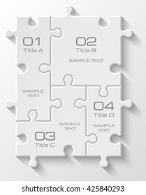 Four piece flat puzzle round infographic presentation. 4 step circle business diagram. Four section compare service banner. Vector illustration template shape . 3d Abstract Background