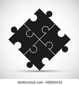 Four piece flat puzzle round infographic presentation. 4 step circle business diagram. Four section compare service banner. Vector illustration template shape . 3d Abstract Background