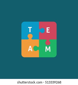 Four piece flat puzzle of team illustration
