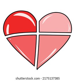 Four piece heart. Vector illustration
