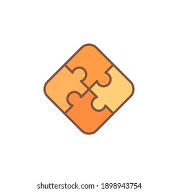 Four Piece Jigsaw Puzzle vector concept colored icon or logo element