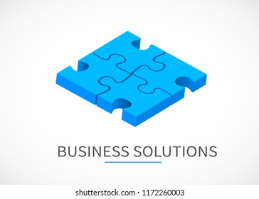 Four piece puzzle. Business solution concept. Modern design. Vector illustration