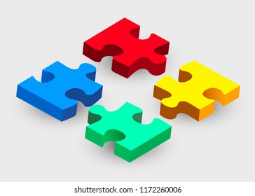 Four piece puzzle. Solution concept. Modern design. Vector illustration