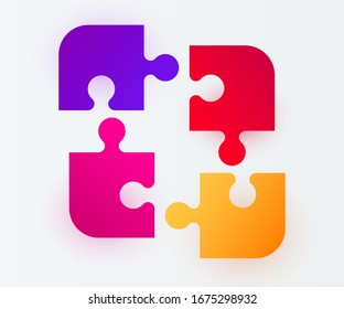 Four piece puzzle. Solution concept. Modern design. Vector illustration