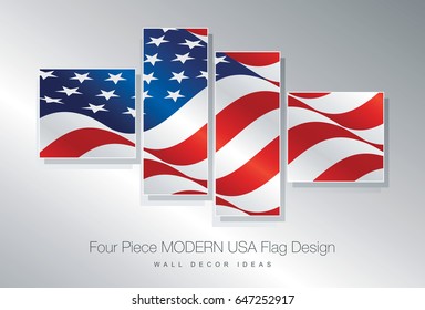 Four piece USA flag wall decor design