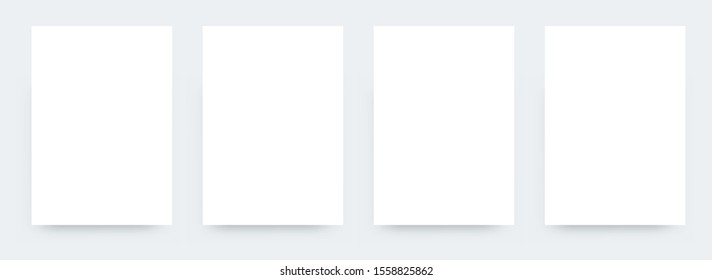 four pieces blank A4 sheet of white paper with the shadow for your design, vector illustration eps10