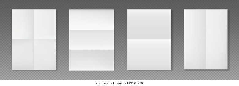 Four pieces blank A4 sheet of white paper with the shadow. Vector realistic template