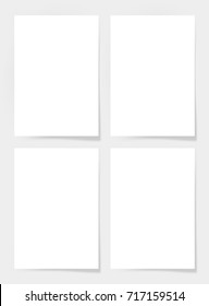 four pieces blank A4 sheet of white paper with the shadow for your design, vector illustration eps10