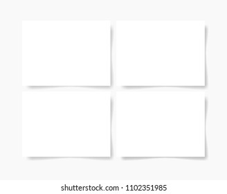 four pieces blank sheet of white paper with the shadow for your design, vector illustration