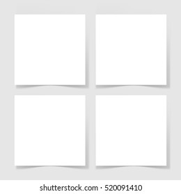 four pieces blank sheet of white paper with the shadow for your design, vector illustration