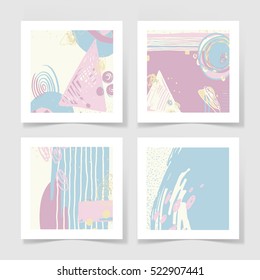 four pieces blank sheet of white paper with the shadow and pastel colors abstract pattern for your design, vector illustration