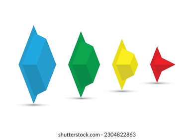 Four pieces of a colorful pyramid with sharp edges
