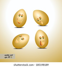 Four pieces of eggs in different positions