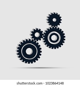 four pieces gears set icon on background. Vector illustration