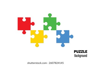 Four pieces puzzle infographic. Puzzle pieces vector set. Puzzle jigsaw on white background. Set of puzzle pieces. Vector illustration