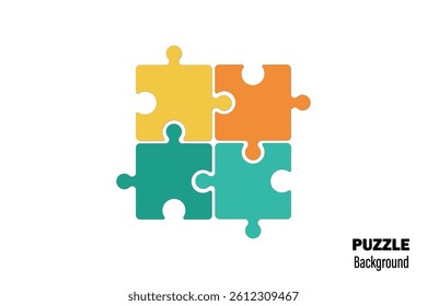 Four pieces puzzle infographic. Puzzle pieces vector set. Puzzle jigsaw on white background. Set of puzzle pieces. Vector illustration
