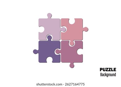 Four pieces puzzle infographic. Puzzle pieces vector set. Puzzle jigsaw on gray background. Set of puzzle pieces. Vector illustration