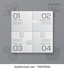 Four pieces puzzle. Modern business infographic for your presentation. Vector.