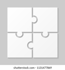 Four pieces puzzle squares diagram. Squares business presentation infographic. 4 steps, parts, pieces of process diagram. Section compare banner. Jigsaw puzzle info graphic. Marketing strategy.