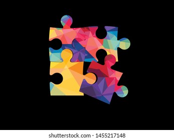 Four pieces puzzle squares diagram. Squares business presentation infographic. 4 steps, parts, pieces of process diagram. Section compare banner. Jigsaw puzzle info graphic. Marketing strategy.