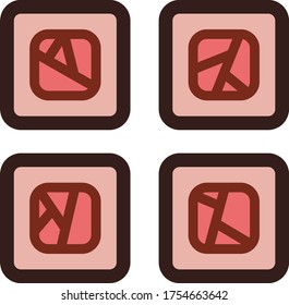 Four Pieces Of Sushi Roll Flat Icon