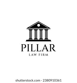 Four Pillars flat logo template, legal justice, law firm, lawyer logo icon, classic retro vintage building construction architecture logo