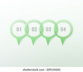 Four Pins vector illustration in green color