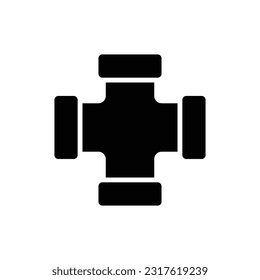 Four Pipe Joint Filled Icon Vector Illustration
