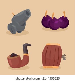 four pirates concept set icons