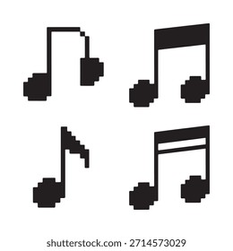 Quatro notas musicais pixelizadas dispostas em uma simples formação quadrada