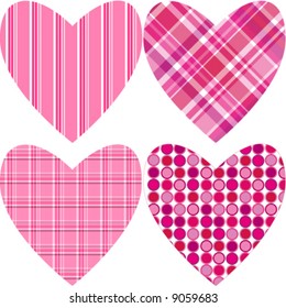 Four Plaid Hearts