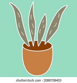 Four plant in a pot, illustration, vector, on a white background.