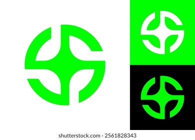 four plants logo design with circle shape