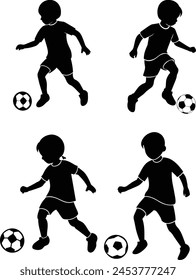 Four player playing football logo icon vector illustration