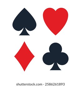 Four playing card suits - hearts, diamonds, spades, clubs