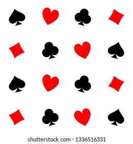 Four playing card suits pattern. Heart, Spade, Club, Diamond.