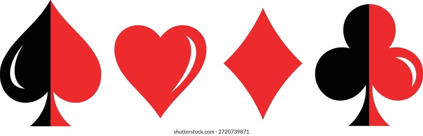 Quatro jogos de cartas ternos spade coração diamante clube em vermelho e preto