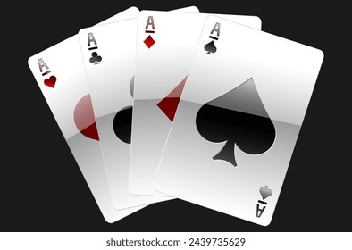 four playing cards of aces