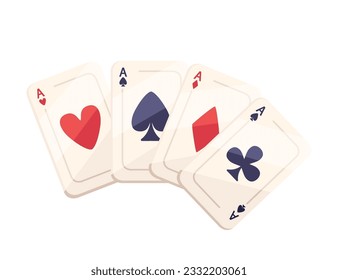 Four playing cards aces formation vector illustration isolated on white background