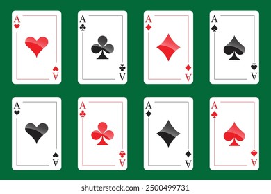 Four playing cards Playing card suits icon set Vector isolated on white playing cards symbols