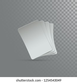 Four playing cards mockup. Vector illustration. Blank cards isolated on transparent background